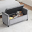 Storage Bench, 44.5-Inch Queen Velvet Button Bedside Bench, Entryway Living Room with Armrests, Nailhead Trim Gray - Korvel