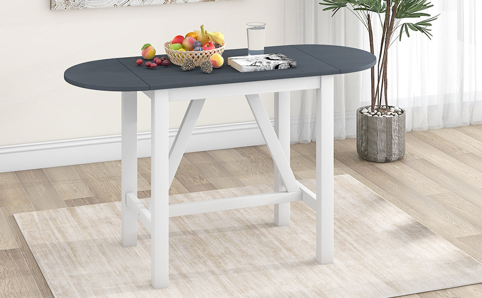 Ensemble de salle à manger surélevé en bois TOPMAX 3 pièces - Blanc et gris