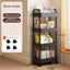 White rolling storage cart. Multifunctional, open shelves for books, ideal for kitchen & bedroom storage - Korvel