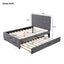 Linen Upholstered Platform Bed with Headboard and Trundle - Full