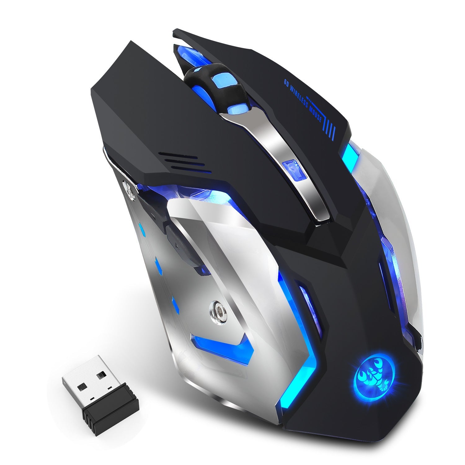 Wireless gaming mouse rechargeable 2.4G mouse with built-in 600mAh RGB illuminated business office mute mouse - Korvel