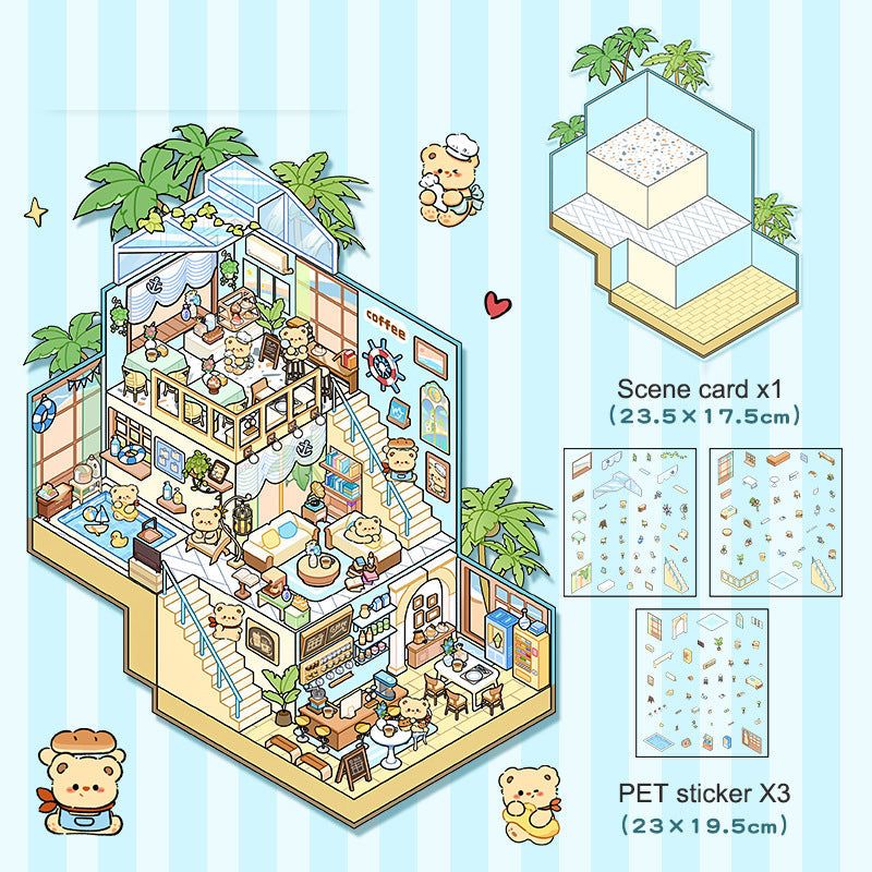 Landscape stickers large 3D stereoscopic scene collage miniature scene ledger stickers DIY stickers - Korvel