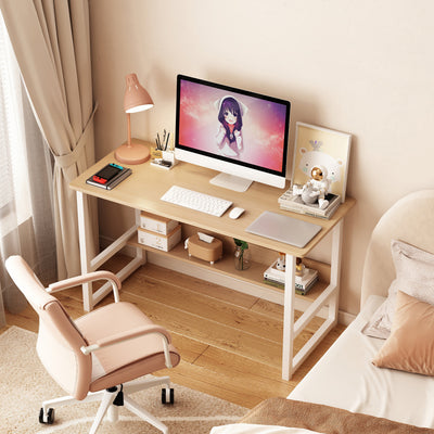 Computer desk, desktop room, simple desk, bedroom desk, student home desk, wooden desk with storage rack - Korvel