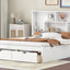 Elegant Queen Size Platform Bed with Storage Headboard, White