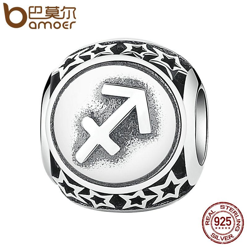 BAMOER 925 Sterling Silver Aquarius Star Sign Zodiac Beads Charms fit Bracelets PSC048 - Korvel