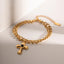 Stainless Steel Imitation Gemstone Cross Pendant Bracelet