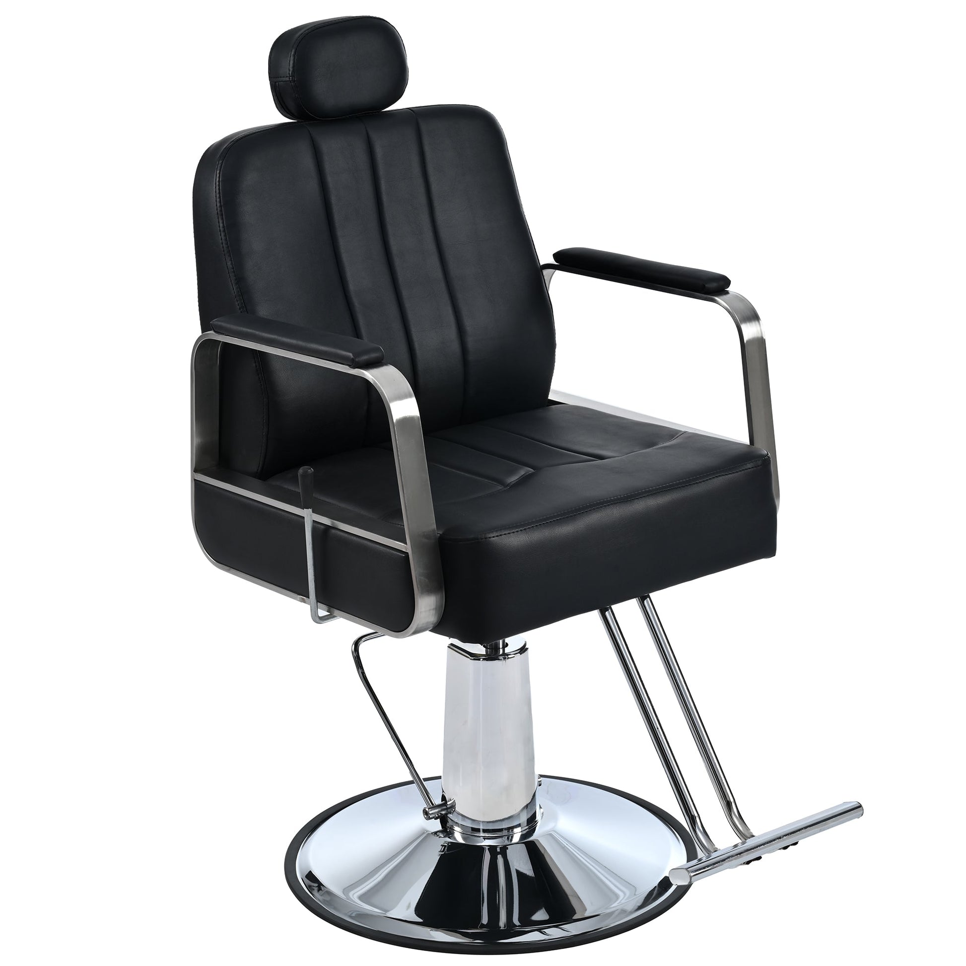 Premium Reclining barber Chair Salon Chair for Hair Stylist with Heavy Duty Hydraulic Pump, 360° Rotation  Black - Korvel