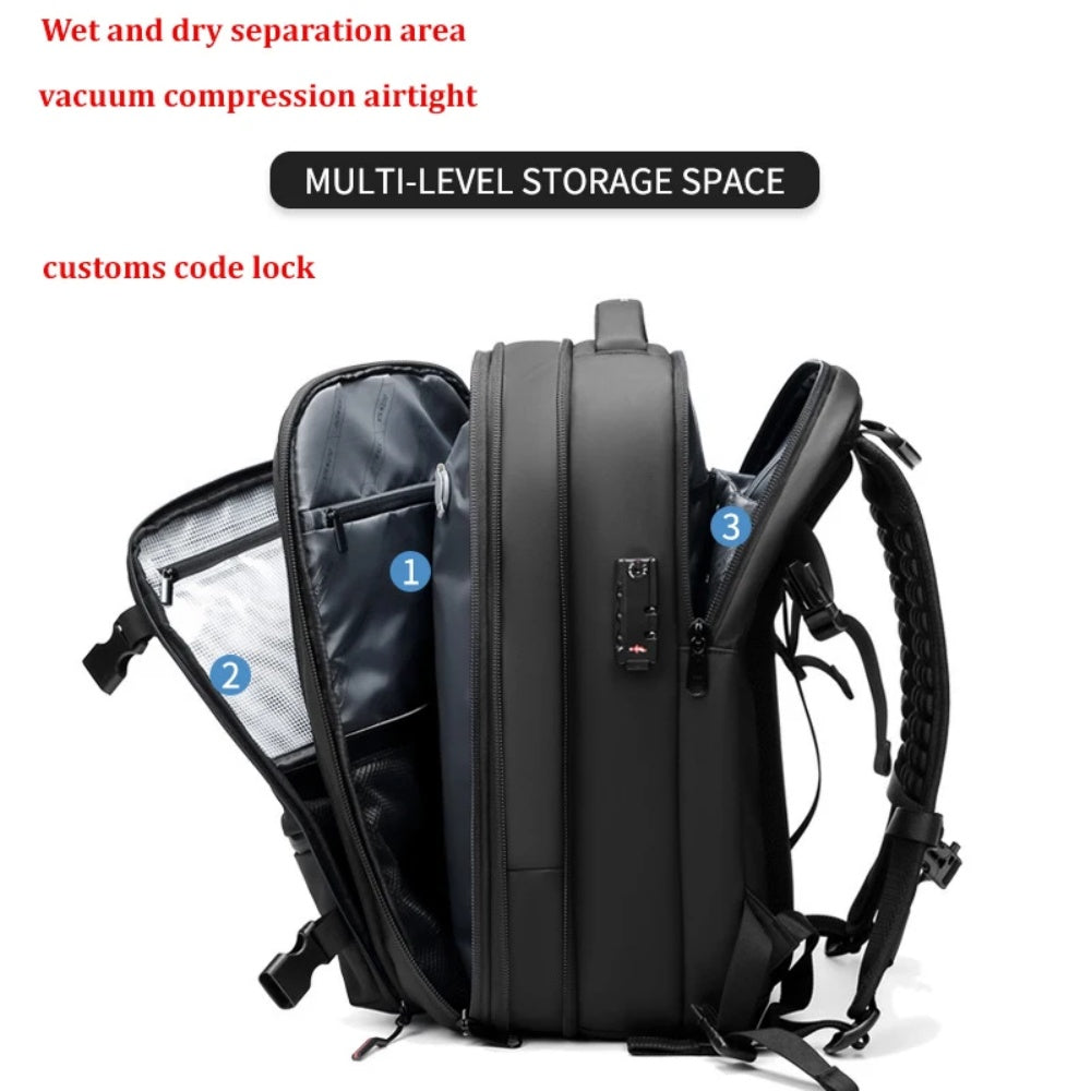 Expandable Waterproof Travel Backpacks Men Business Laptop Backpack With Valve Vacuum Compression Backpack - Korvel