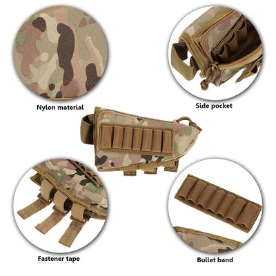 Hunting Pouch 7 Shells Butt Stock Shell Cartridge Holder Ammo Carrier Tactical Pouch - Korvel