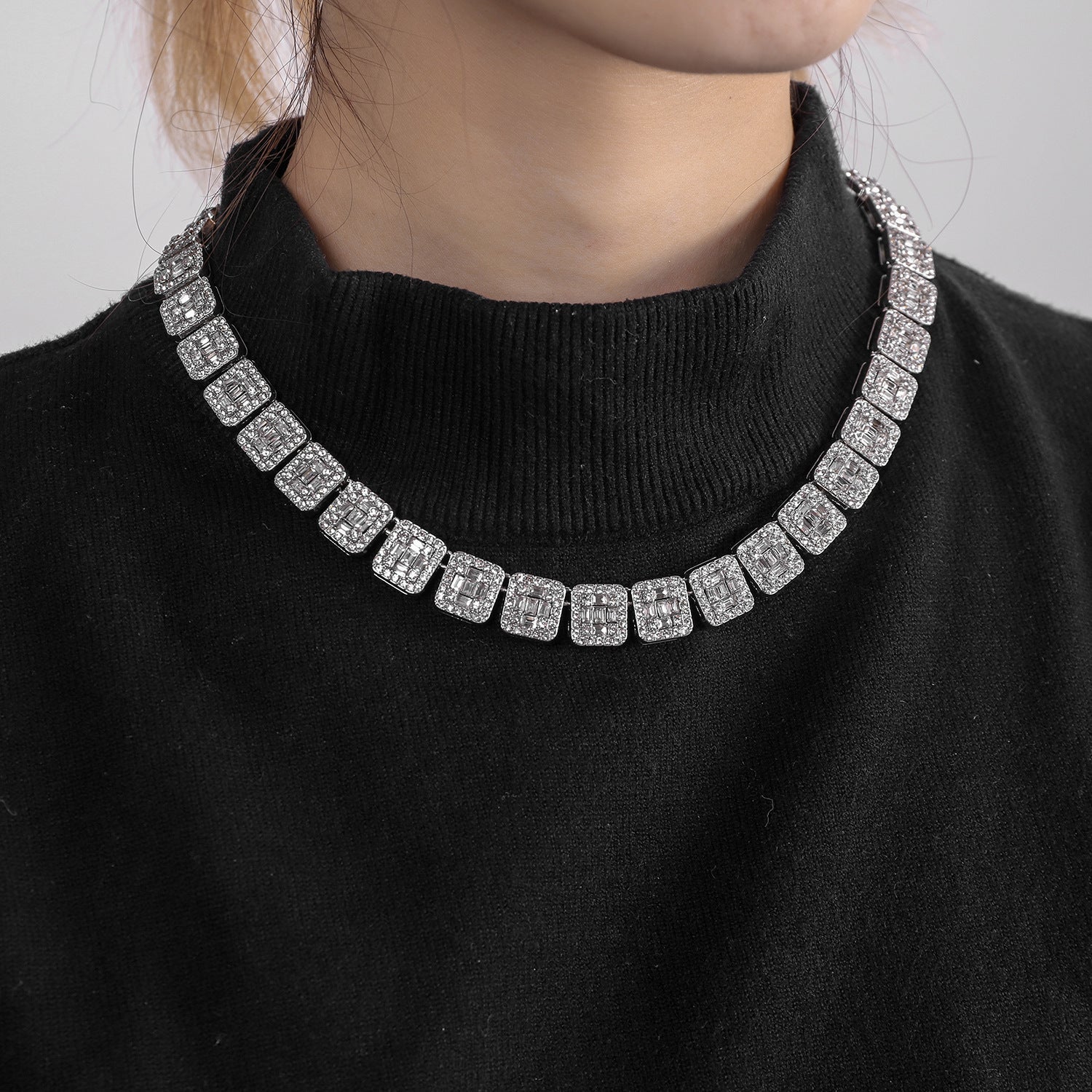 Cuban chain fashion new product square rock sugar chain 13mm necklace bracelet niche hip-hop jewelry accessories - Korvel