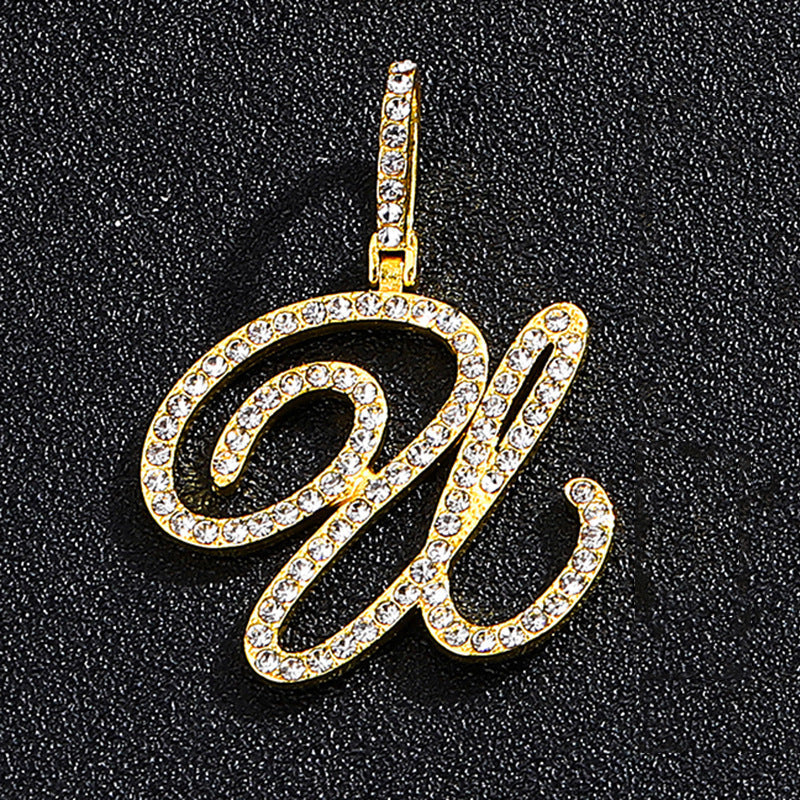 Hip Hop Grass Letter Pendant with Cuban Chain