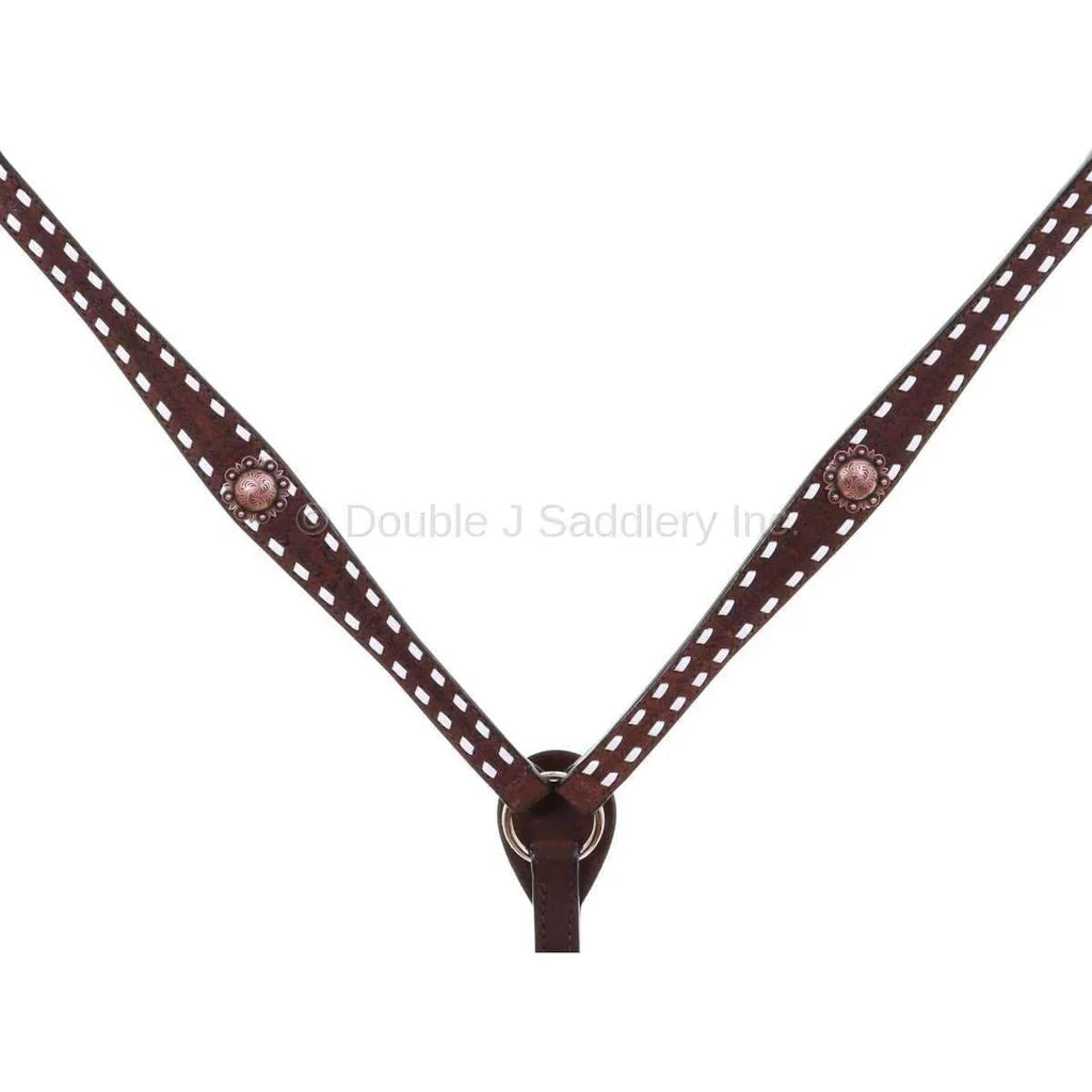 Elegant White Buckstitch Breast Collar for Equestrian Excellence - Korvel