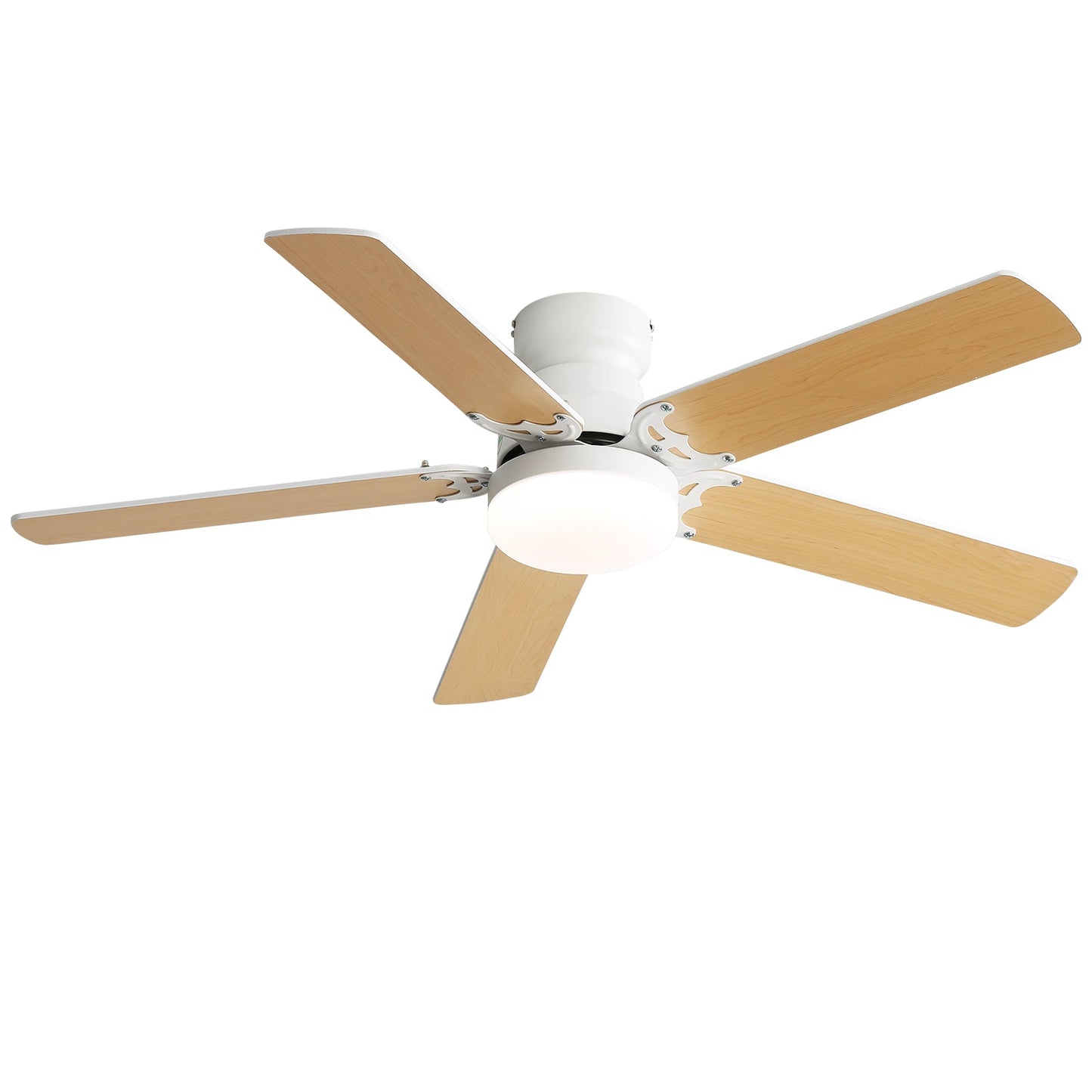 42 Inch Modern Ceiling Fan With 3 Color Dimmable Light 5 Blades Remote Control Reversible DC Motor White - Korvel