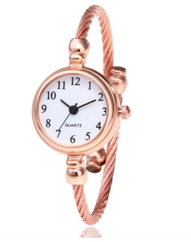 Women's Watches Bracelet Style Opening Simple Retro Art Fashion Watches Women's Fashion Quartz Watch Relogio Feminino（Rose gold belt） - Korvel