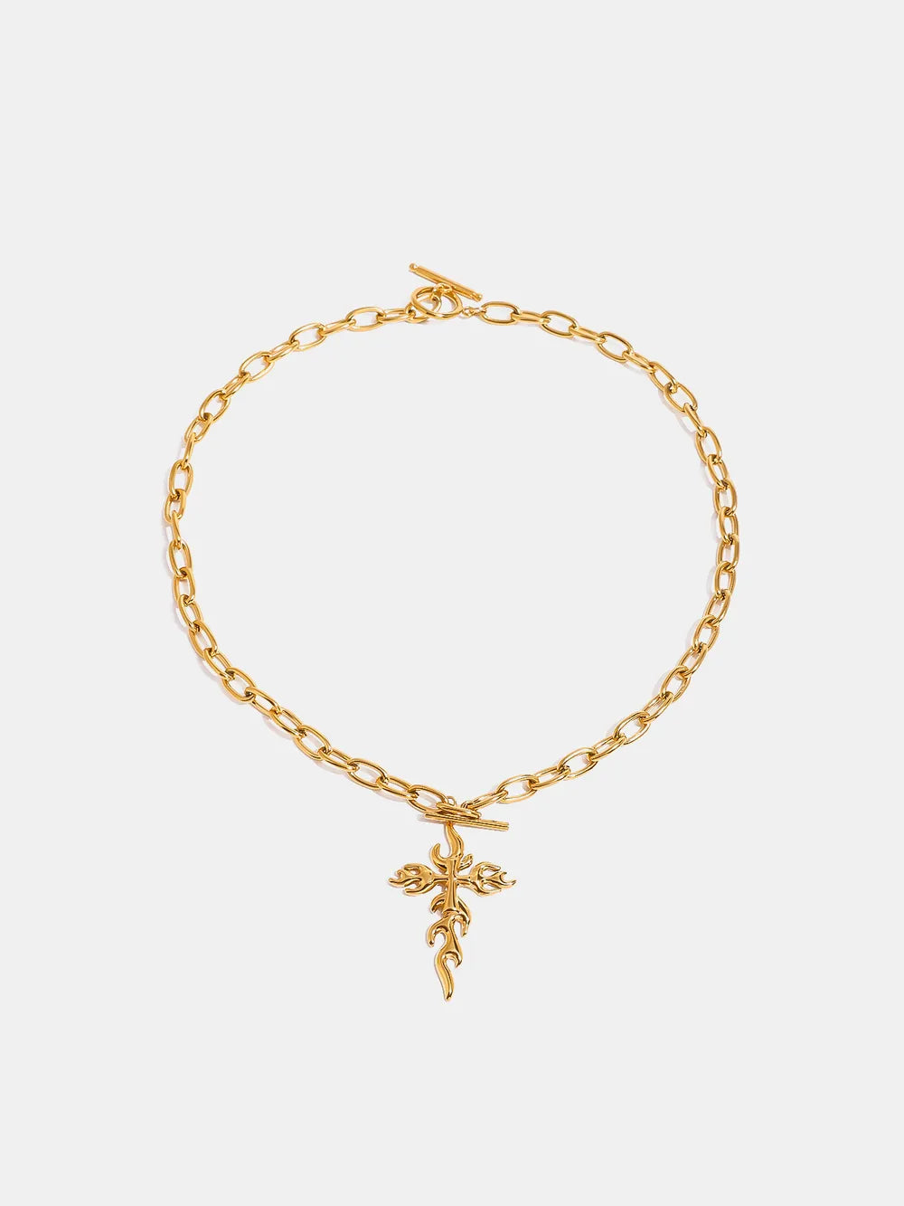 18K Gold-Plated Stainless Steel Cross Necklace - Korvel