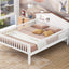 Full Size Wood Platform Bed with House-shaped Headboard, LED and Built-in Storage, White - Korvel