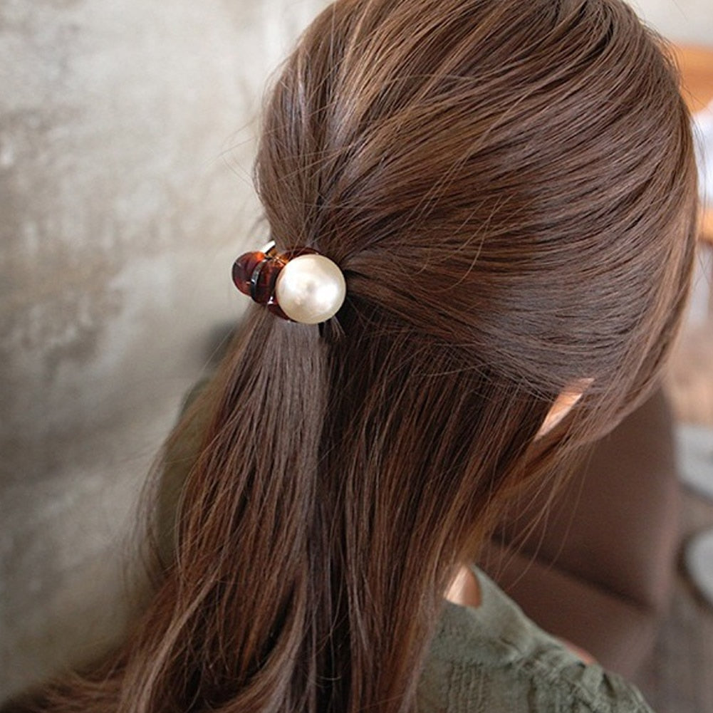 Korean Sweet Mini Round Pearl Hairpins For Women Girls Hair Claw Barrettes Hair Crab Clips Styling Make UP Tool Hair Accessories - Korvel