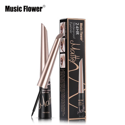 Music Flower Brand Waterproof Liqiud Eyeliner Pencil 24H Long-lasting Matte Eye Liner Delineador Black Eyelid Quick-Dry Makeup - Korvel