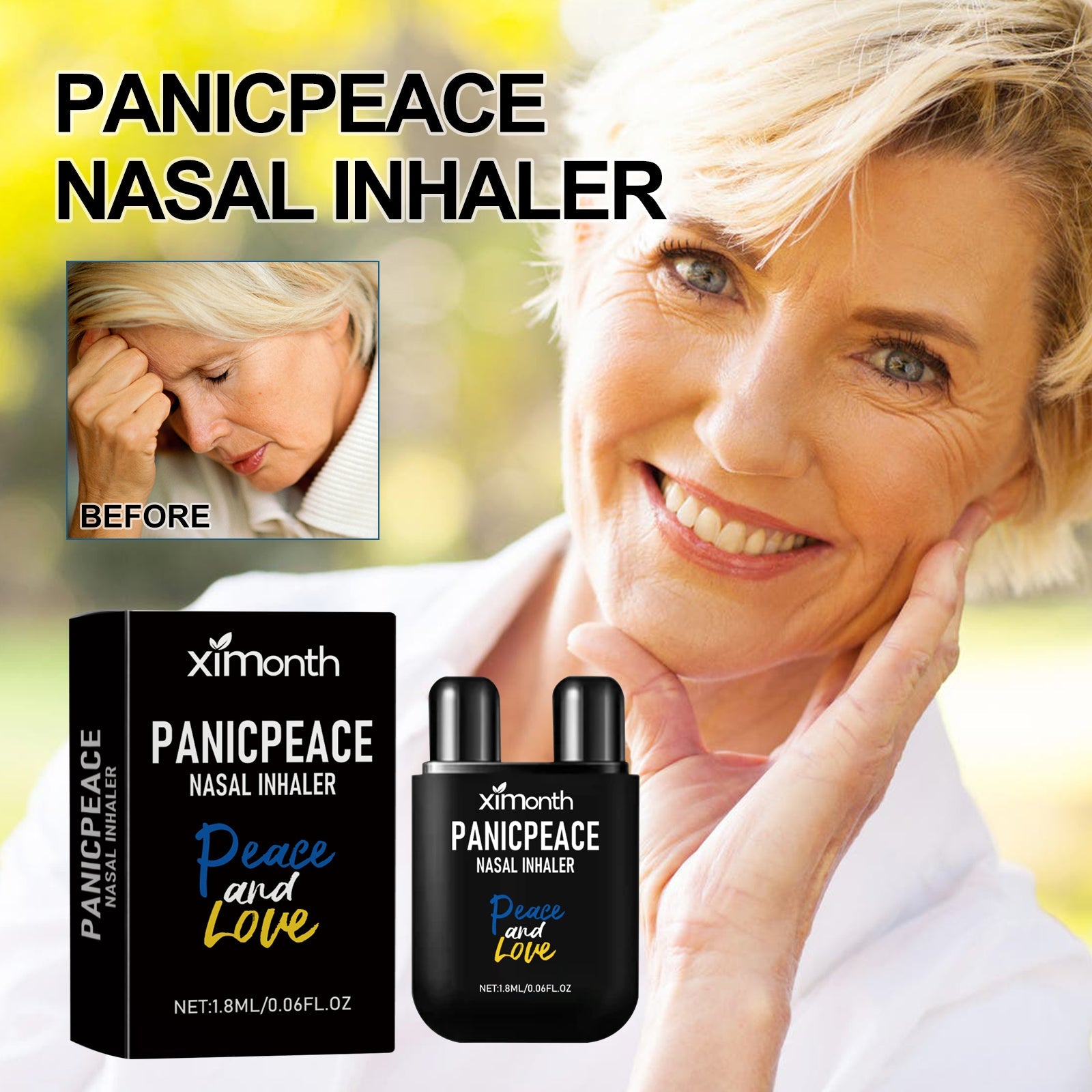 Panicpeace Nasal Inhaler, Refresh The Mind, Relax The Body And Mind, Relieve Body Fatigue, Cool The Nose, Moisturize The Skin, Tighten The Female Body, Massage The Body And Mind Pleasuressage For Physical And Mental Pleasure - Korvel