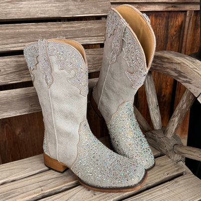 Roper Women's Silver Rhinestone Embellished Boots - Korvel