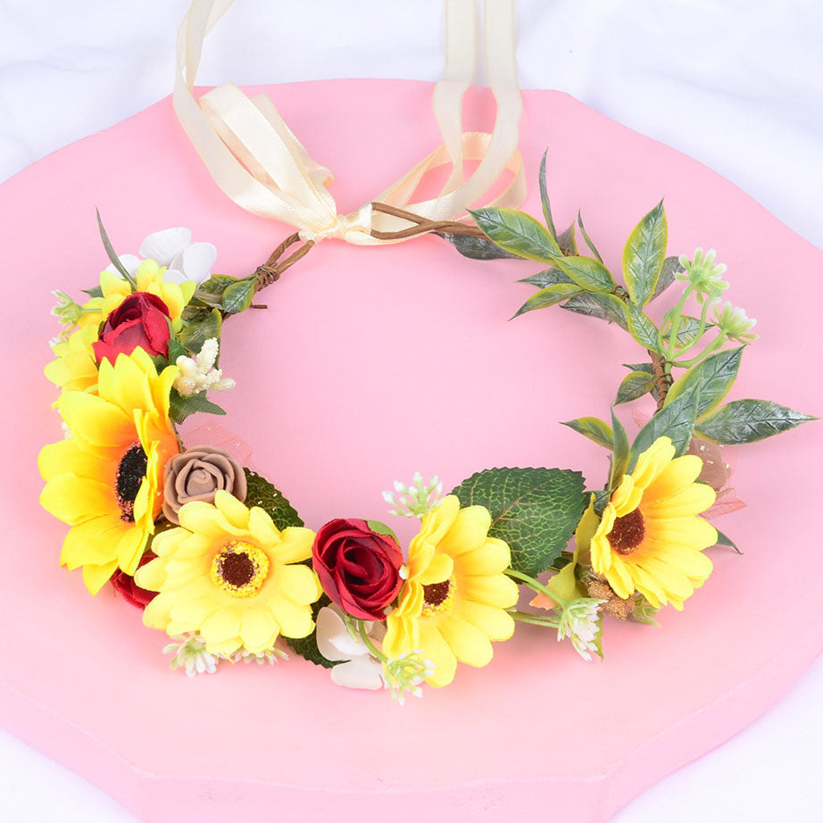 Korean style flower garland headwear sunflower children's performance scenic area decoration headwear hair accessories sunflower - Korvel
