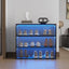 Black Glass Door Shoe Box Shoe Storage Cabinet With RGB Led Light - Korvel