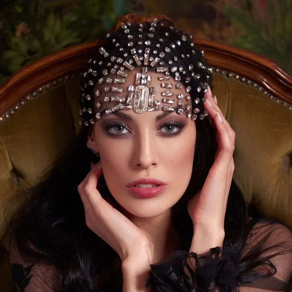 Rhinestone Bridal Headband Hat Forehead Hair Accessories Fashion Jewelry Wedding Crystal Head Chain Women Headpiece Gifts - Korvel