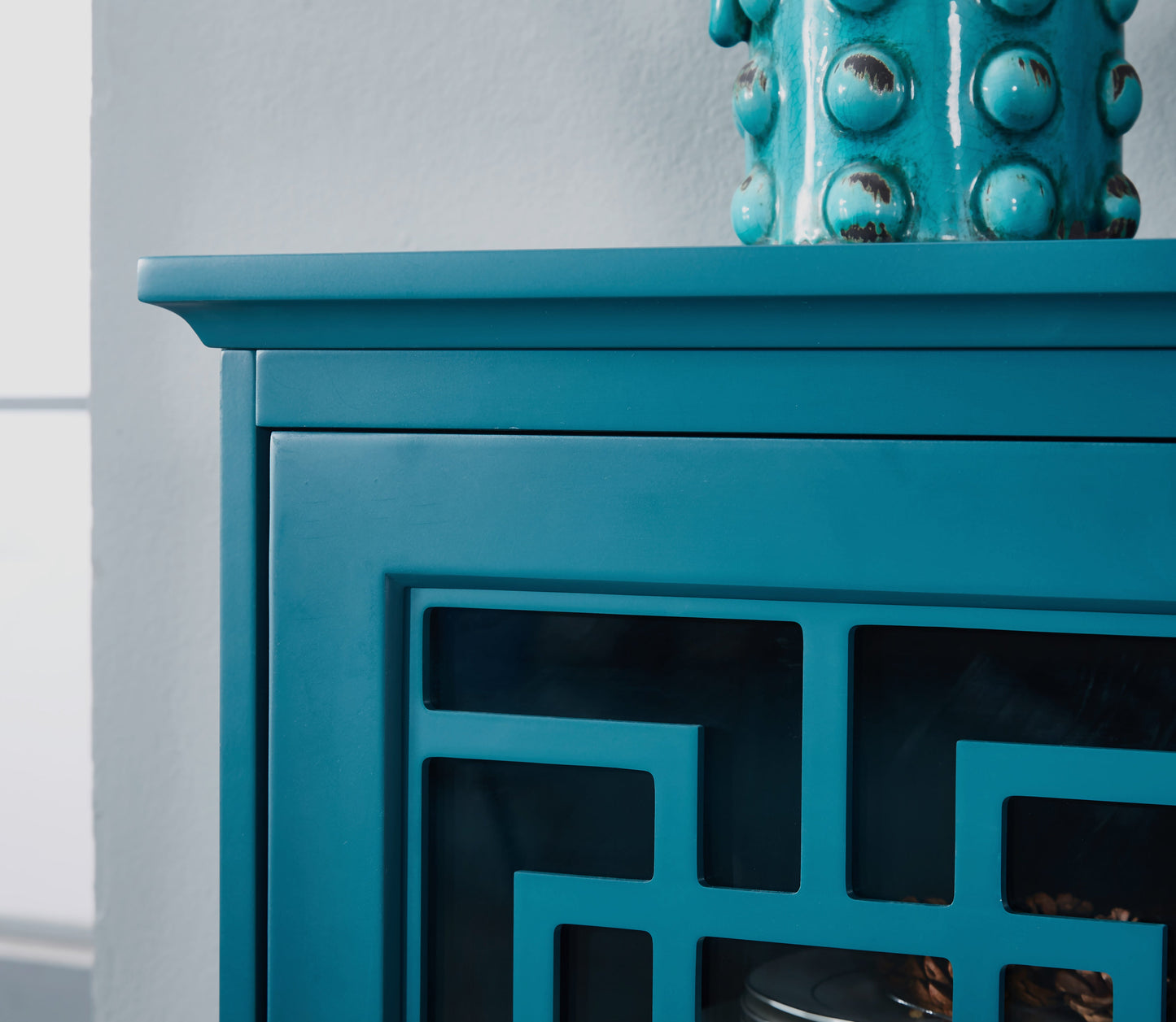 60" Teal Blue Sideboard Buffet Table & Storage Cabinet