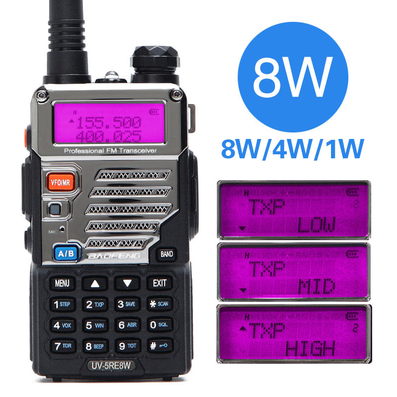 BaoFeng UV-5RE 8W Powerful Walkie Talkie 10km Dual Band UV5RE 2 way Radio VOX Flashlight Long Range Portable Hunting Ham Radio - Korvel