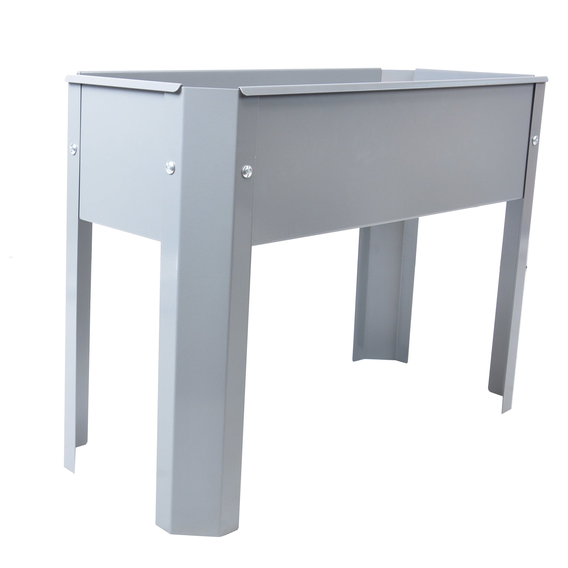 Elevated garden bed, metal elevated outdoor flowerpot box, suitable for backyard and terrace, large flowerpot Grey + Steel - Korvel
