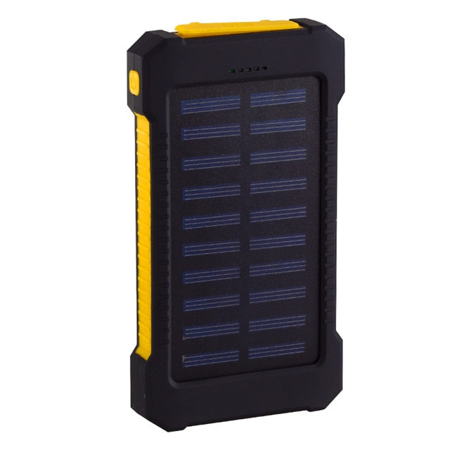 For Smartphone with LED Light Solar Power Bank Waterproof 20000mAh Charger 2 USB Ports External Charger Powerbank - Korvel