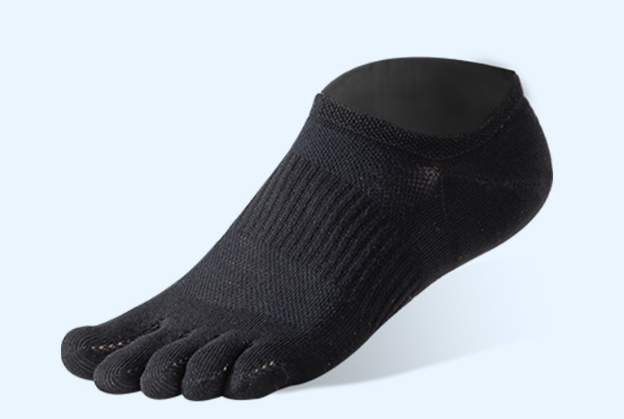 1 pair Pure Cotton Five Finger Short Socks Men Sweat Absorbent Antibacterial Breathable Mesh Boat Socks Running Sports Toe Sock - Korvel
