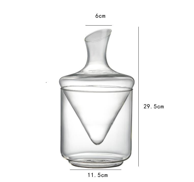 1000ml with Ice Bucket Decanter Lead-Free Crystal Glass Whiskey Vodka Brandy Bottle Bar Festival Hip Flask Wine Set - Korvel