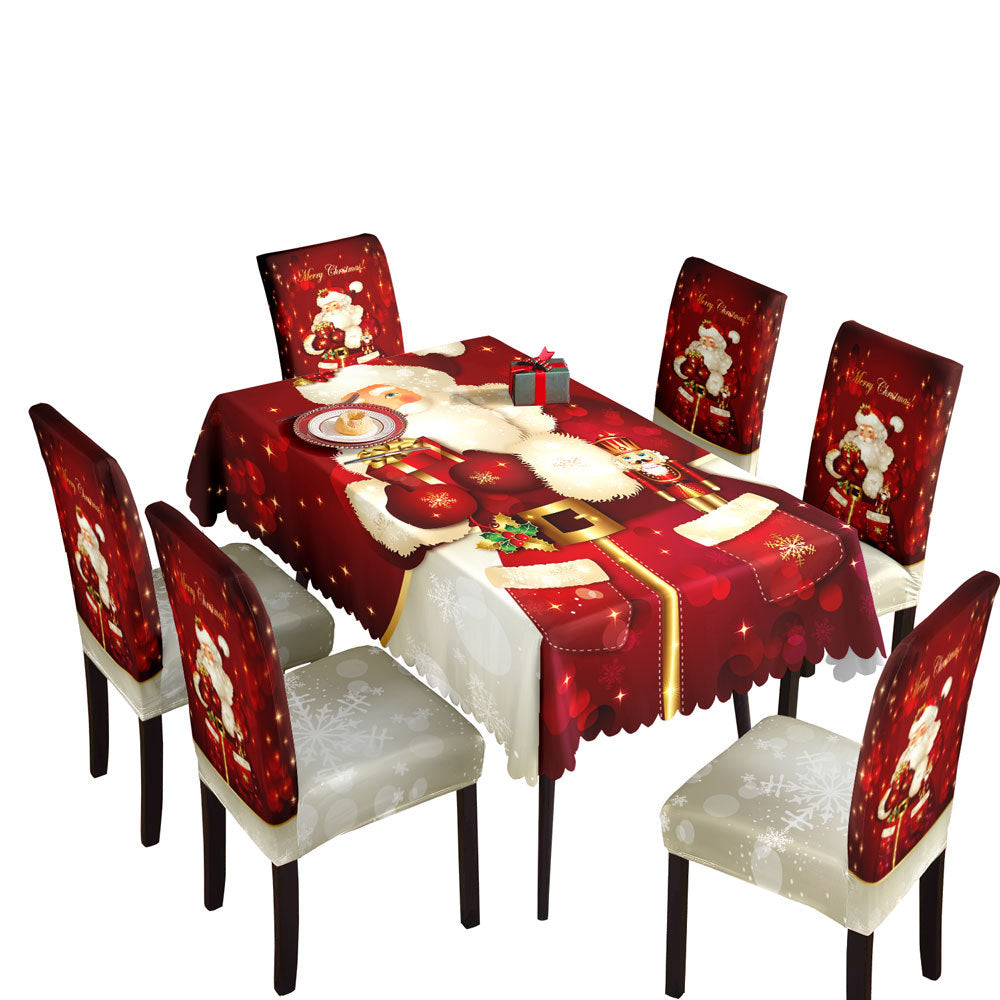 Christmas tablecloth, holiday decoration, elastic chair cover, household dining table, waterproof and dustproof tablecloth, fabric decorative tablecloth - Korvel