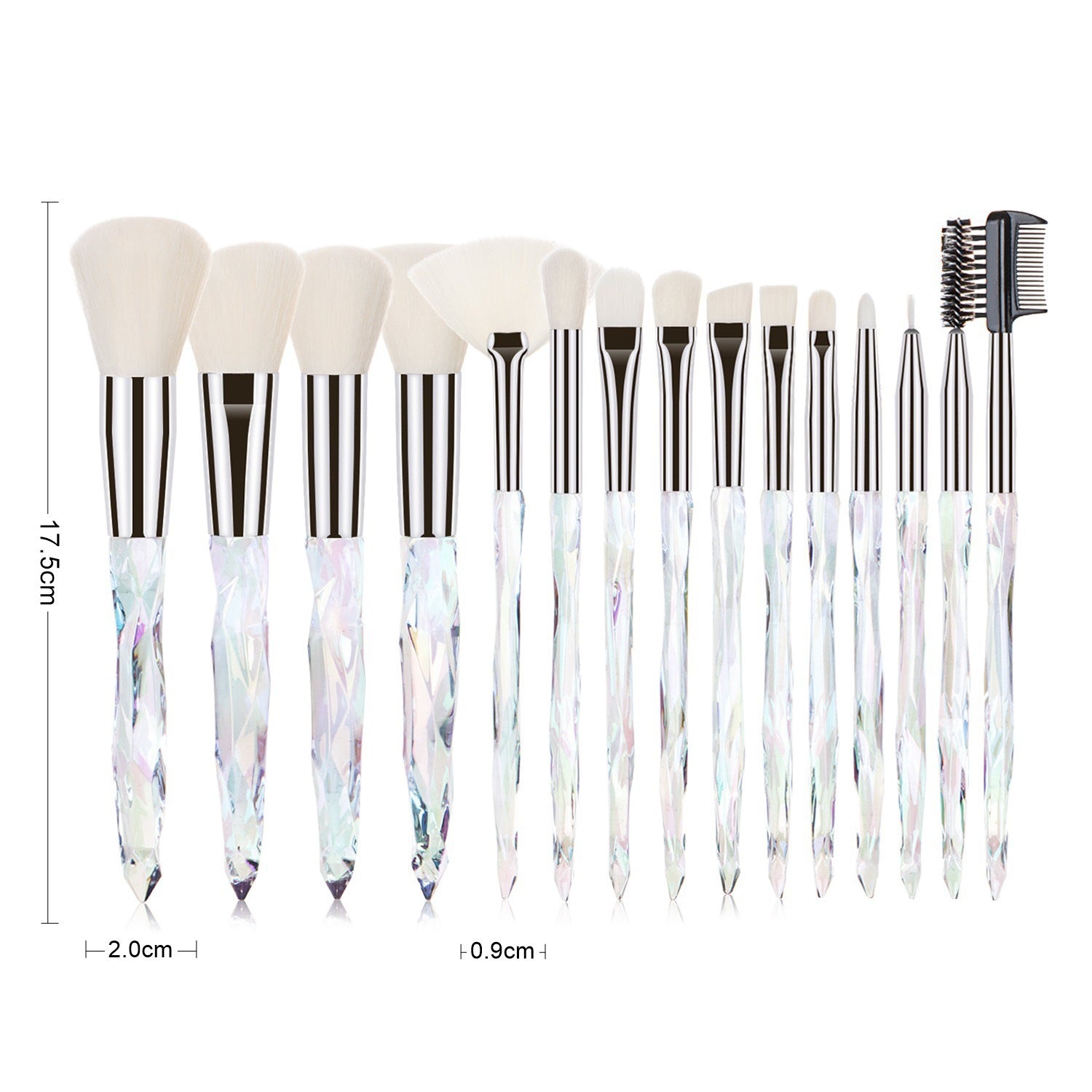 15 pcs Makeup Brushes Diamond Crystal Handle Makeup Tools Foundation Eyeshadow Brush - Korvel