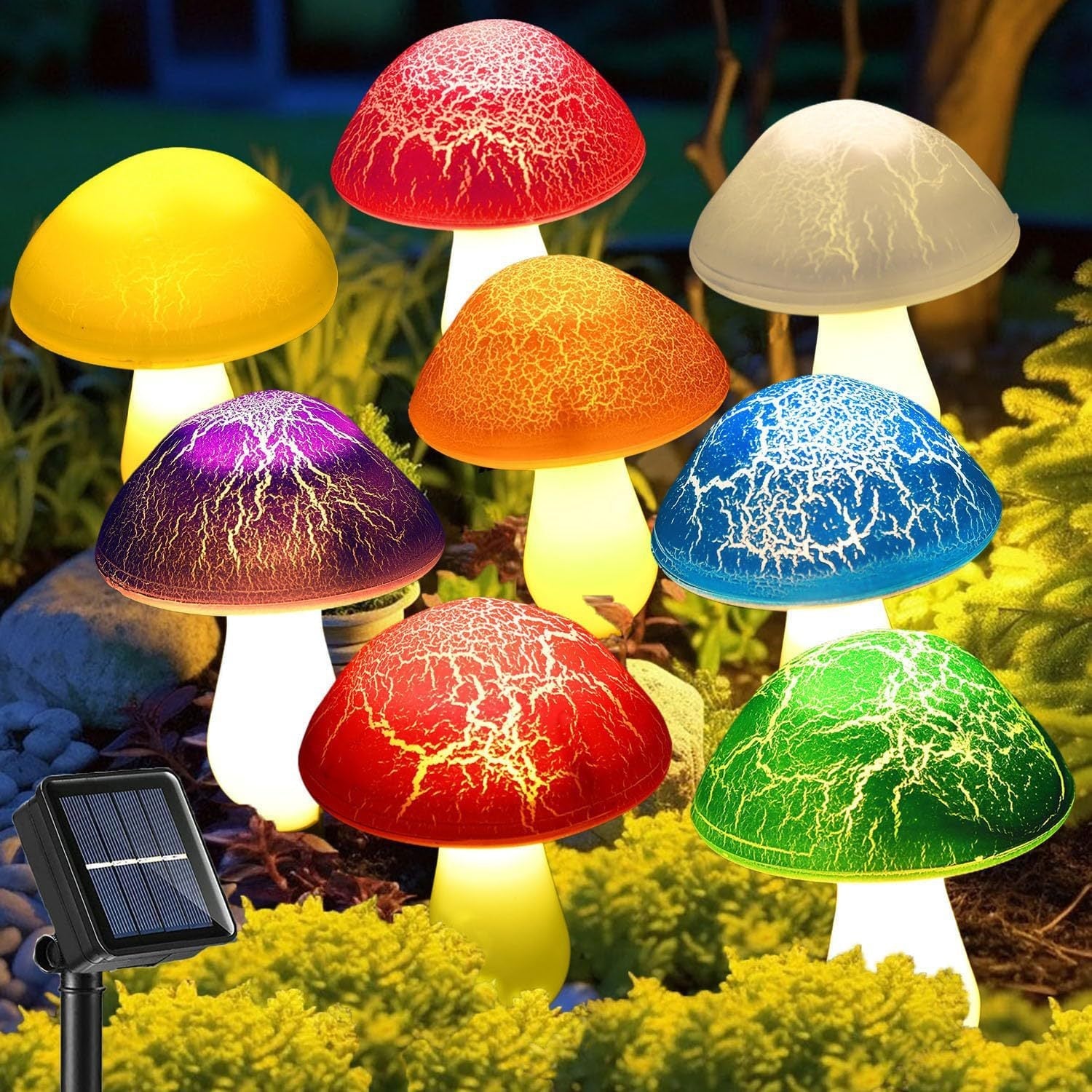 Solar mushroom light lawn LED ground plug light string outdoor waterproof one to eight plant decorative light - Korvel