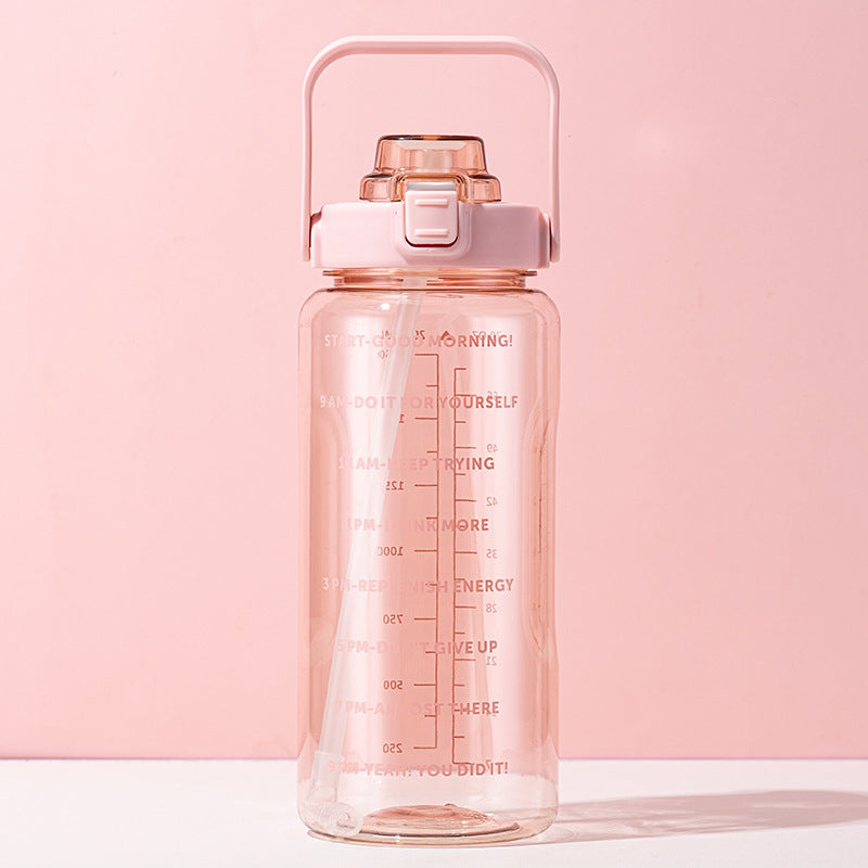 Sports water cup portable large capacity 2000ml plastic cup with straw scale men and women kettle water cup - Korvel