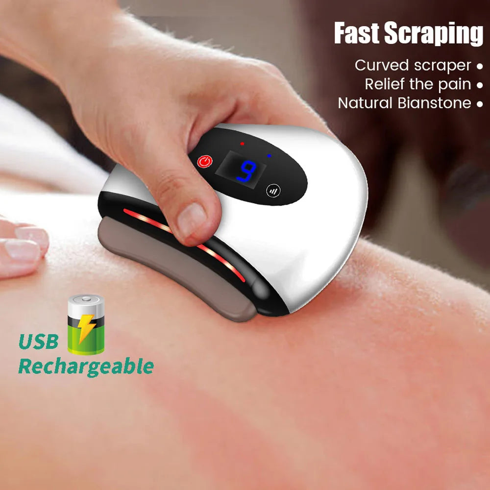 Electric Guasha Massager Hot Compress Eye Massager Stone Heating Vibration Scraping Neck Face Skin Lifting Removal Wrinkle Tool - Korvel
