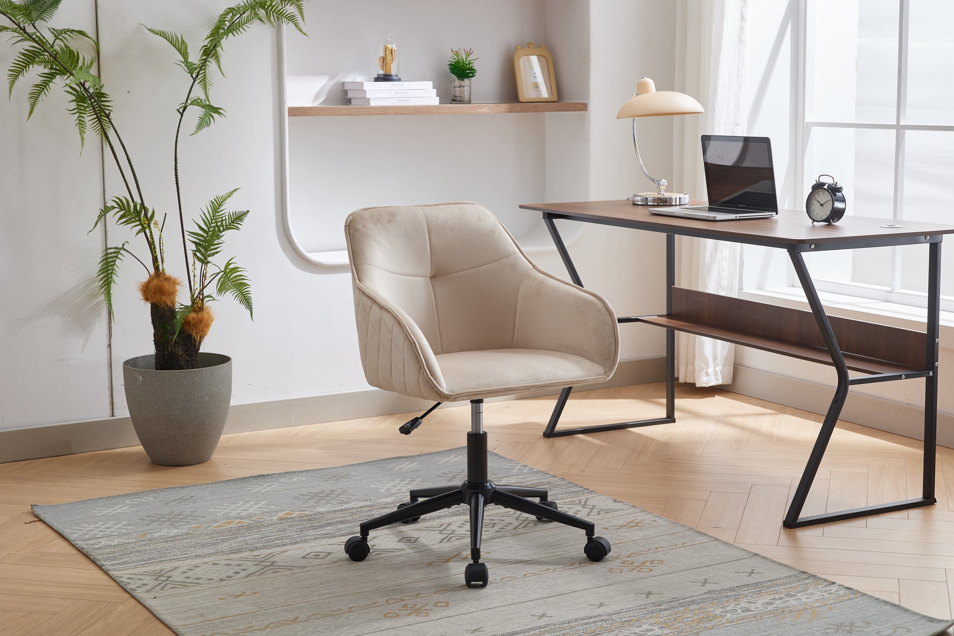 Velvet Office Desk Chair, Modern Home Desk Chair with Wheels , Vanity Chairs for Living Room, Bedroom,Study Room - Korvel
