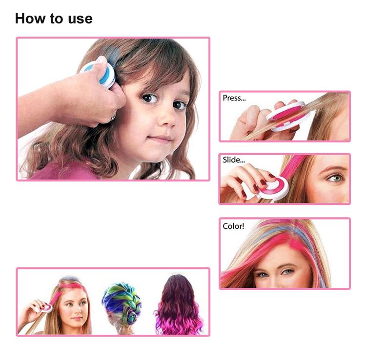 Set de Tiza para Cabello Temporal - 4 Colores Vibrantes para un Estilo Fácil