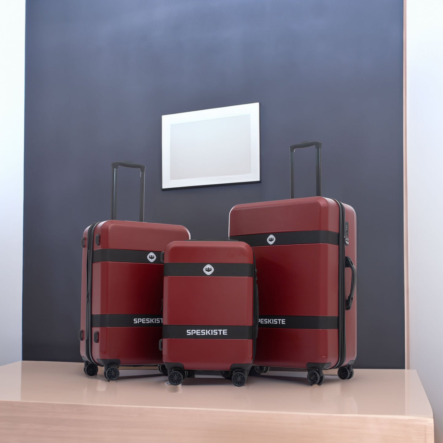 Expandable 3-Piece Luggage Set with Spinner Wheels - Red