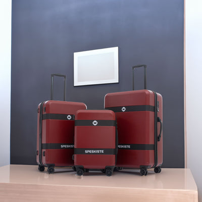Expandable 3-Piece Luggage Set with Spinner Wheels - Red
