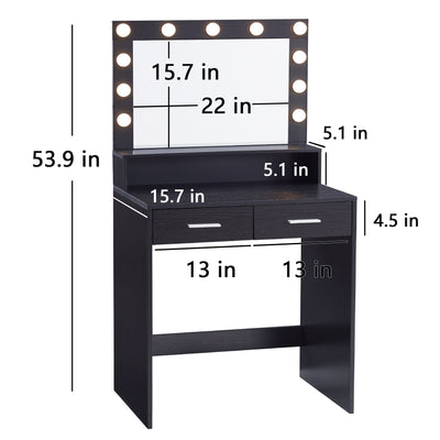 Makeup Vanity Desk with Mirror & Light - Korvel