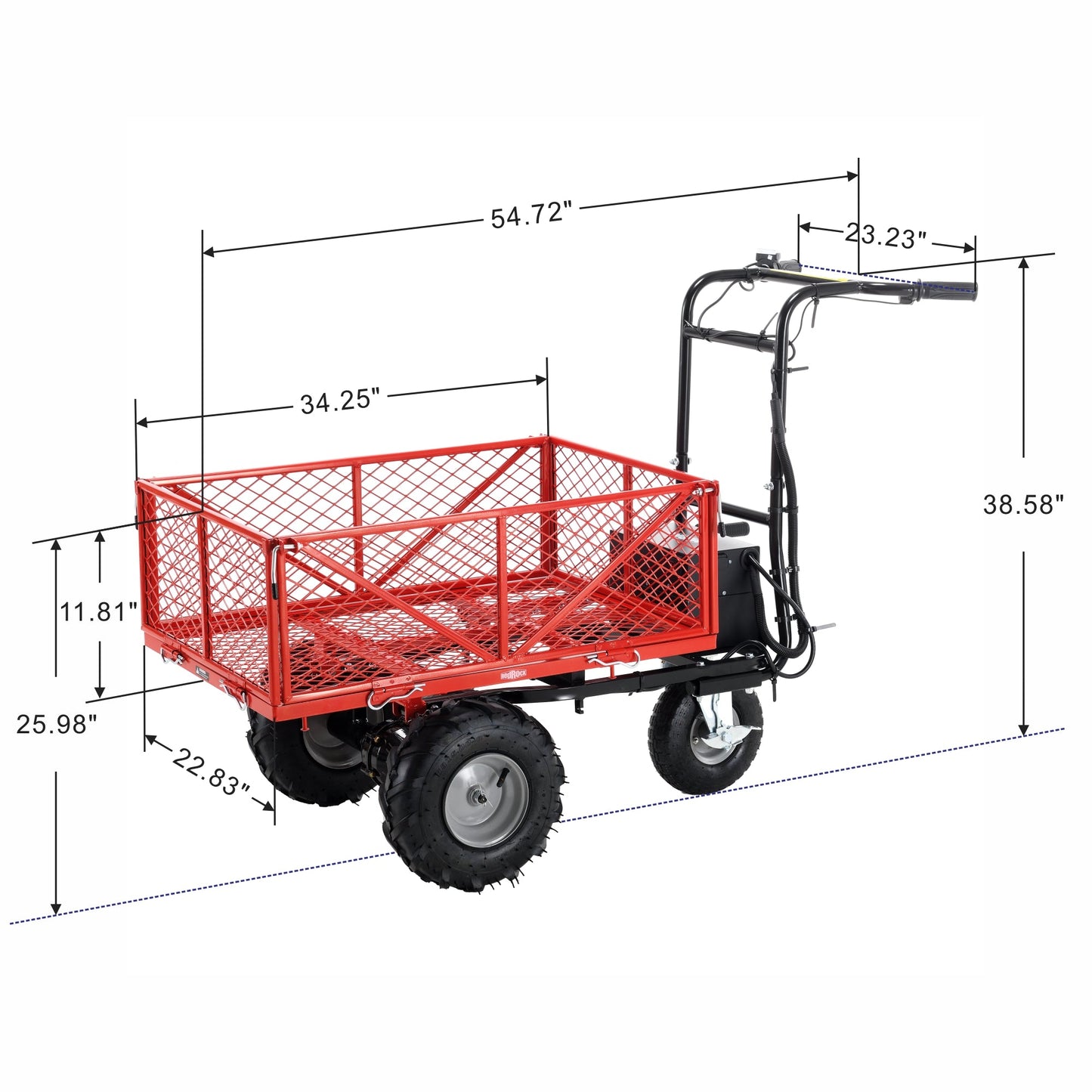 Wheelbarrow Utility Cart Electric Powered Cart 48V28Ah 500W Capacity 500lbs (230kg) Material Hauler 1000lbs Towing - Korvel