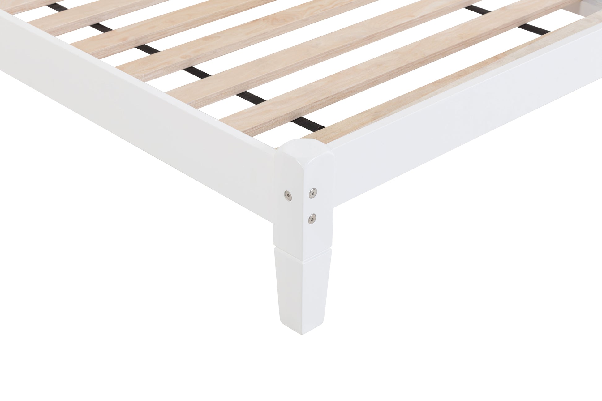 Twin Bed with Button-Decoration Headboard, with Bed Slats,White - Korvel