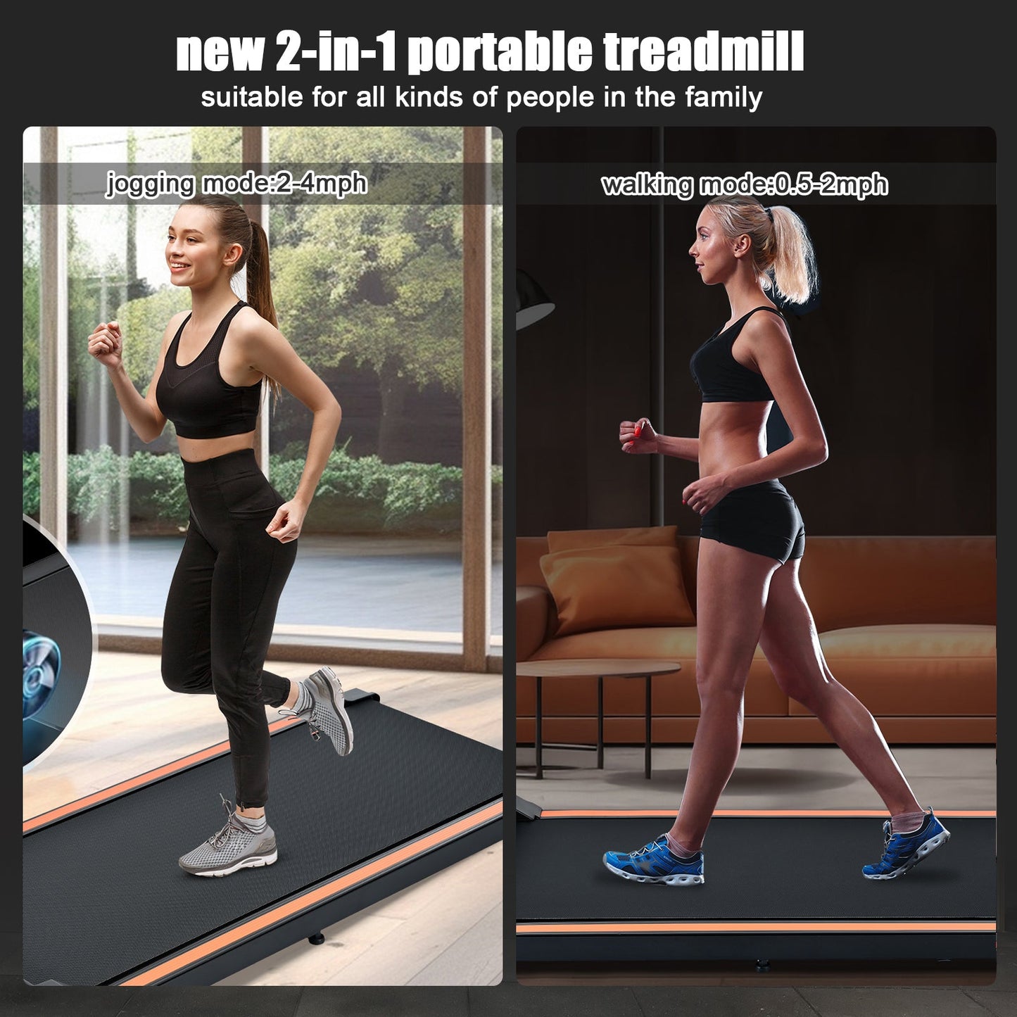Tapis de course de bureau portable avec une capacité de 300 lb