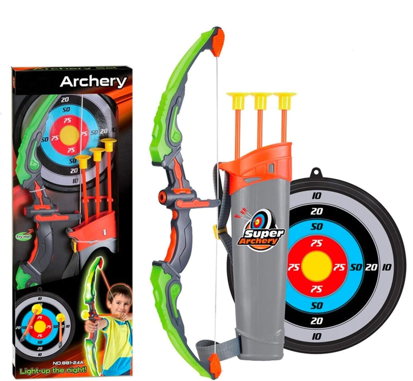 Juego de Arquería LED para Niños con Flechas de Succión