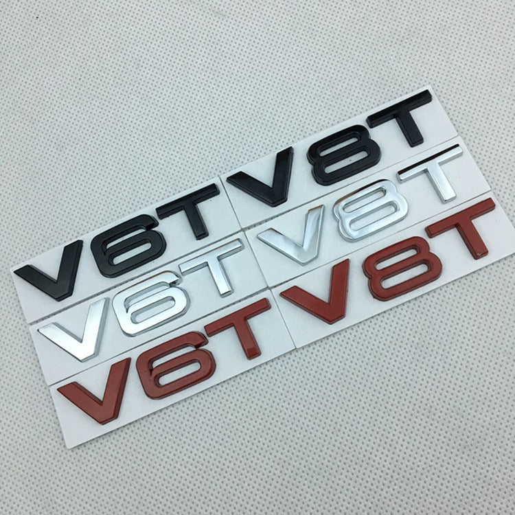 Suitable for Audi V6T V8T metal logo A4LA6LS7Q5Q3 displacement personalized modification leaf plate car sticker - Korvel