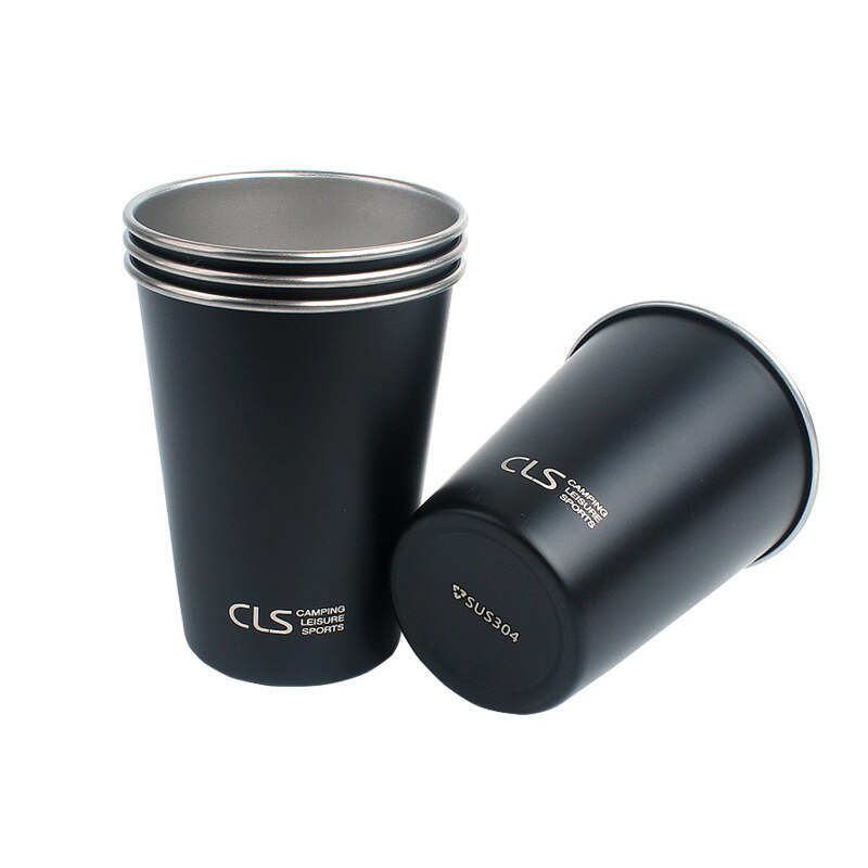 Outdoor 304 Stainless Steel Cup Camping 4-Piece Cup Set Picnic Barbecue Beer Steins Climbing Water Cup Tea Milk Coffee Cup - Korvel