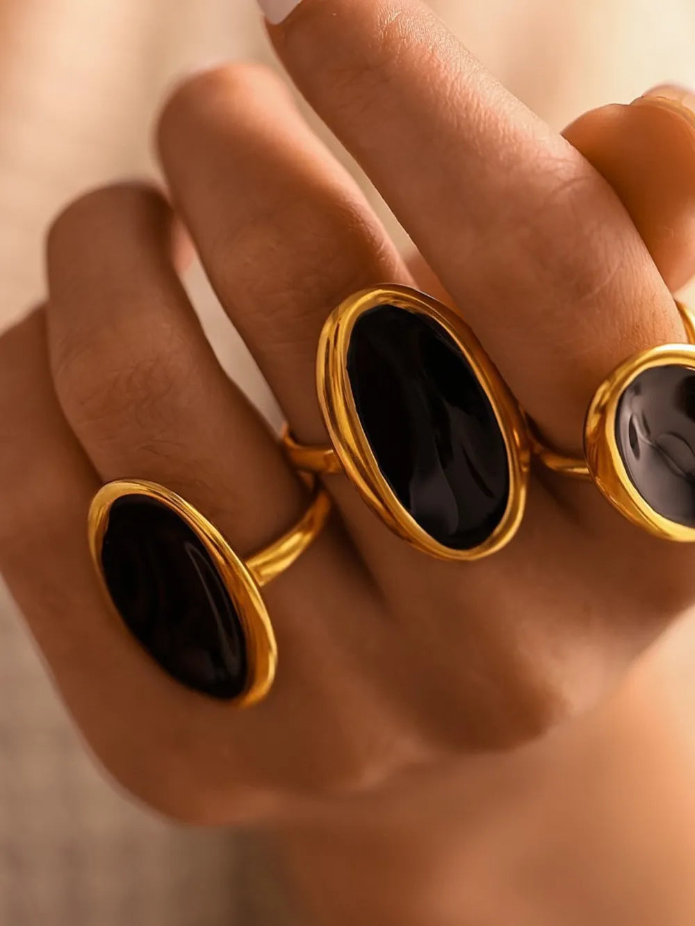 Anillo Abierto Elíptico en Acero Inoxidable - Lujo Francés Ligero